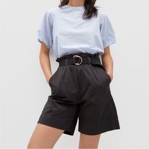 Everlane Black High-Waisted “Paperbag” Shorts